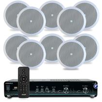 Kit Som Ambiente Jbl Bluetooth Usb Sd Conexão Celular + 10 Arandelas de Embutir no Teto Gesso