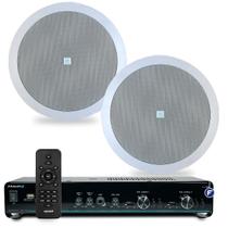 Kit Som Ambiente Jbl Bluetooth Usb Sd Conexão Celular + Arandelas de Embutir no Teto Gesso