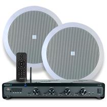 Kit Som Ambiente Jbl Bluetooth Usb Sd Controle Remoto Amplificador Slim 4500 Optical + 2 Arandelas