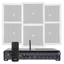 Kit Som Ambiente Lojas Conveniências Auditórios 6 Arandelas Jbl de Embutir Teto Bluetooth Usb Tv