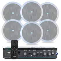 Kit Som Ambiente Para Academia Lojas Barbearia + 6 Arandelas Jbl Embutir Gesso