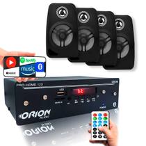 Kit Som Ambiente Pro Home 120w + 4 Caixas Preta Parede 55w - ORION