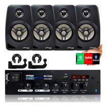 Kit Som Ambiente Receiver Amplificado Orion RC7000 Bluetooth com Entrada de Microfone +4 Caixas Acústica Parede 55W RMS Kit Som Ambiente Receiver Amplificado Orion RC7000 Bluetooth com Entrada de Microfone +4 Caixas Acústica Parede 55W RMS