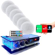 Kit Som Ambiente Receiver Bluetooth Usb +6 Arandelas Brancas