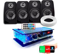 Kit Som Ambiente Receiver Pc Celular + 4 Caixas Preta Kit Som Ambiente Receiver Pc Celular + 4 Caixas Preta