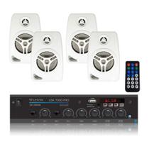 Kit Som Ambiente Receiver Pro 4 Caixas Parede 70W PRO LESON - 2LS70XB04 Kit Som Ambiente Receiver Pro 4 Caixas Parede 70W PRO LESON - 2LS70XB04