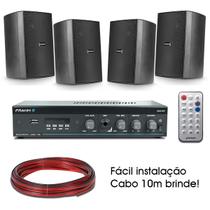 Kit Som Ambiente Residencial Frahm Amplificador Slim 800 Bluetooth Usb + 4 caixas PS200 Loja Bar Kit Som Ambiente Residencial Frahm Amplificador Slim 800 Bluetooth Usb + 4 caixas PS200 Loja Bar
