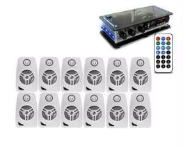 Kit Som Ambiente Slim Bt+ 12 Caixas Brancas 55w Casa Sala