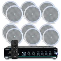 Kit Som Ambiente Teto Gesso Embutir 12 Arandelas Jbl + Amplificador Bluetooth Usb Sd
