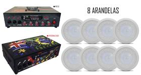 Kit Som Ambiente Turbo Dance Bluetooth USB Com 8 Arandelas Kit Som Ambiente Turbo Dance Bluetooth USB Com 8 Arandelas
