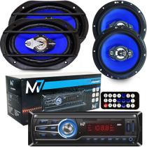 Kit Som Auto Radio Mp3 Bluetooth + Falante 6 Pol + 6x9 Orion