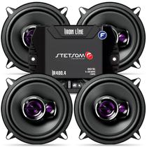 Kit Som Automotivo 4 Alto Falante Pioneer 200w Rms Triaxial 5 Polegadas + Amplificador Stetsom