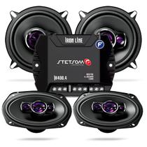 Kit Som Automotivo Alto Falantes Pioneer 6x9 + 5 Pol Tampão E Porta 300w Rms + Modulo