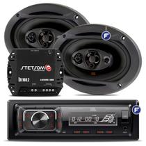 Kit Som Automotivo Bluetooth Usb Mp3 Jbl + 2 Alto Falantes 6x9 Pol + Amplificador Stetsom