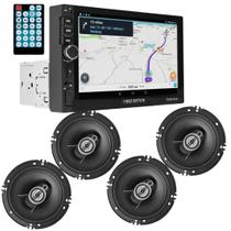 Kit Som Automotivo Mp5 1Din e 4 Alto Falantes 6 Polegadas 220w Rms
