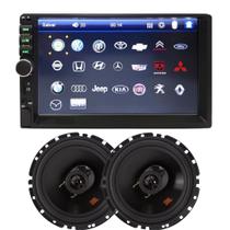 Kit Som Automotivo Mp5 2Din Androidauto Carplay e 2 Alto Falantes 6 Jbl