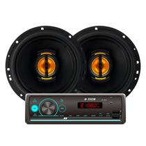 Kit som automotivo radio ht1015 bt + falante leson jb6 flex6