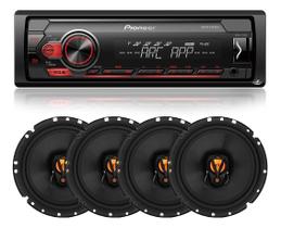 Kit Som Automotivo Radio Pioneer Bluetooth Usb Mvh-s118ui + 4 Alto Falantes Jbl 6 Pol 200w Rms