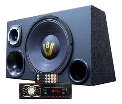 Kit Som Caixa Trio Woofer Compet Radio Aparelho Bluetooth