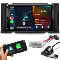 Kit Som carro Central Multimidia 2 Din Mp5 Carplay Android Auto Espelhamento Usb Bluetooth Com Moldura Nissan March Versa Sentra + Plug Play e Câmera