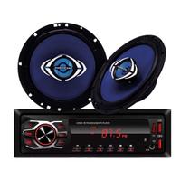 Kit Som Carro Radio Mp3 Bt 2 Usb E Par Alto Falante Hurricane 6 Poleg