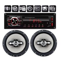 Kit Som Carro Radio Mp3 Bt 2 Usb E Par Alto Falantes 6 Polegadas - First Option Leson