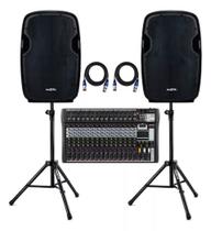 Kit Som Igreja Bar Caixas Ativas 15 Ksr K815 + Mesa 16 canais + Tripes