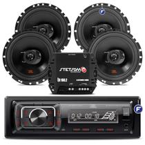 Kit Som Jbl Radio Automotivo Blueotooth + 4 Alto Falantes Jbl 6 Pol + Amplificador Stetsom