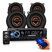 Kit Som Pra carro Aparelho Mp3 Radio Automotivo Universal 1 Din + 4 Alto falantes 5 Polegadas Porta Kit Som Pra carro Aparelho Mp3 Radio Automotivo Universal 1 Din + 4 Alto falantes 5 Polegadas Porta