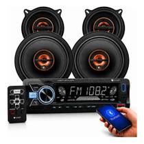 Kit Som Pra Carro Radio Bluetooth Usb Rgb Mp3 1 Din Com 4 Alto Falantes 5 E 6 Polegadas Kit Som Pra Carro Radio Bluetooth Usb Rgb Mp3 1 Din Com 4 Alto Falantes 5 E 6 Polegadas