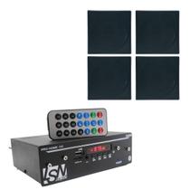 Kit Som Receiver Pro Home + 4 Arandelas Quadrada Teto Gesso Kit Som Receiver Pro Home + 4 Arandelas Quadrada Teto Gesso