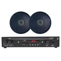 Kit Som Residencial Bluetooth + 2 Arandelas Pretas Coaxial