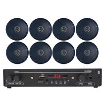 Kit Som Residencial Bluetooth + 8 Arandelas Pretas Coaxial Kit Som Residencial Bluetooth + 8 Arandelas Pretas Coaxial