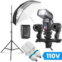 Kit Sombrinha Flash Godox TT560II + Luz Contínua 300W 110V