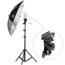 Kit Sombrinha Rebatedora Preta/Prata Greika 101cm + Tripé de Iluminação 2 Metros Kit Sombrinha Rebatedora Preta/Prata Greika 101cm + Tripé de Iluminação 2 Metros