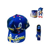 Kit Sonic Infantil Menino Menina Relógio Boné Brinquedo e Caneca Promo