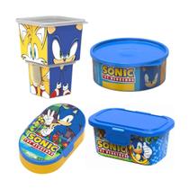 Kit Sonic Lancheira Pote Marmita Infafntil Escola Passeio
