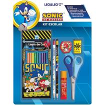 Kit Sonic Lápis de Cor 12 Cores + 2 Grafite + Borracha + Cola Bastão + Tesoura