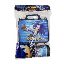 Kit Sonic The Hedgehog 1 Maletinha + 1 Copo + 1 Mini Toalha Kit Sonic The Hedgehog 1 Maletinha + 1 Copo + 1 Mini Toalha