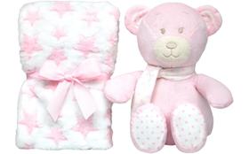 Kit Soninho Mantinha Buba com Ursinho Rosa Pelucia Buba Kit Soninho Mantinha Buba com Ursinho Rosa Pelucia Buba