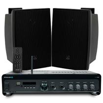 Kit Sonorização Ambiente Bluetooth Usb Sd + 2 Caixa Jbl Preta Som de Qualidade