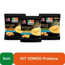 Kit Sopas Cremosas VONO Proteína 3 Sabores Mandioquinha com Frango, Milho com Frango e Legumes com Chia