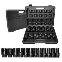 Kit Soquete De Impacto Encaixe 3/4 Longo 12 Pçs 17 Até 38mm