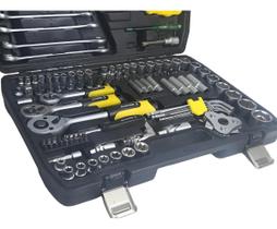 Kit Soquetes E Ferramentas 124 Peças Profissional Amarelo Kit Soquetes E Ferramentas 124 Peças Profissional Amarelo