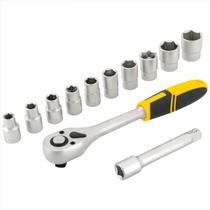 Kit soquetes sextavados encaixe 1/2" com catraca 12 peças - Vonder