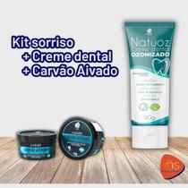 Kit sorriso - Clareador Carvão Ativado e Creme dental Vegano com Ozônio