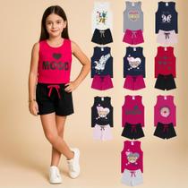 Kit Sortido 10 Pçs de Roupas Inf Menina Kit 5 Cjs Infantil (5 Regatas + 5 Shorts)