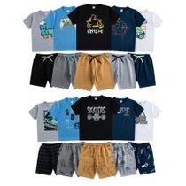 Kit Sortido 10 Peças de Roupas 5 Conjuntos Camisetas + Shorts Infantil Menino 1 ao 14 Verão Kit Sortido 10 Peças de Roupas 5 Conjuntos Camisetas + Shorts Infantil Menino 1 ao 14 Verão