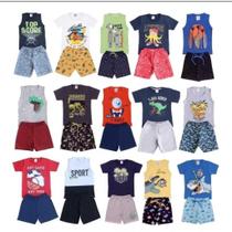 Kit Sortido 10 Peças de Roupas 5 Conjuntos Camisetas + Shorts Infantil Menino 1 ao 14 Verão Kit Sortido 10 Peças de Roupas 5 Conjuntos Camisetas + Shorts Infantil Menino 1 ao 14 Verão