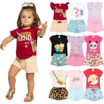 Kit Sortido 10 Peças de Roupas Infantil bebê Menina 5 Camisetas 5 Bermudas Kit 5 com Conjuntos Infantil Verão para Menina Bebê dias quentes Kit Sortido 10 Peças de Roupas Infantil bebê Menina 5 Camisetas 5 Bermudas Kit 5 com Conjuntos Infantil Verão para Menina Bebê dias quentes